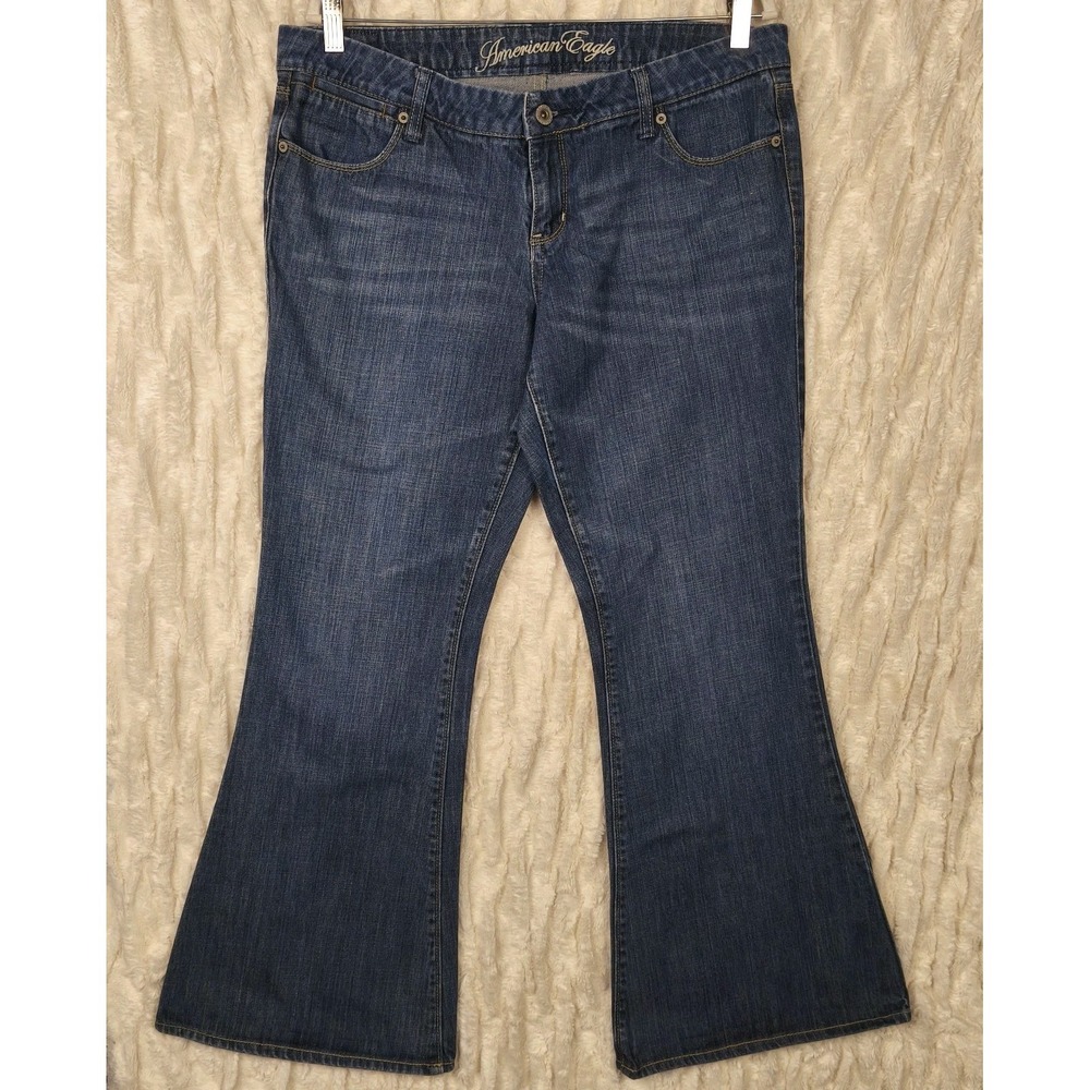 American‎ Eagle Real Flare Blue Jeans Women's Size 14 Regular 34x30